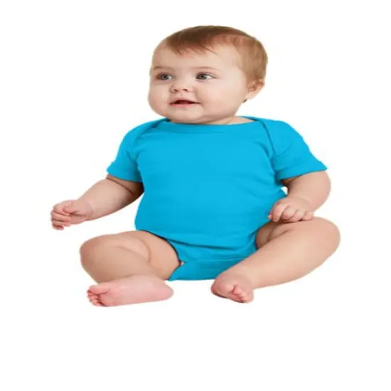 Rabbit Skins&reg; Infant Baby Rib Bodysuit Short Sleeve Turquoise {1}