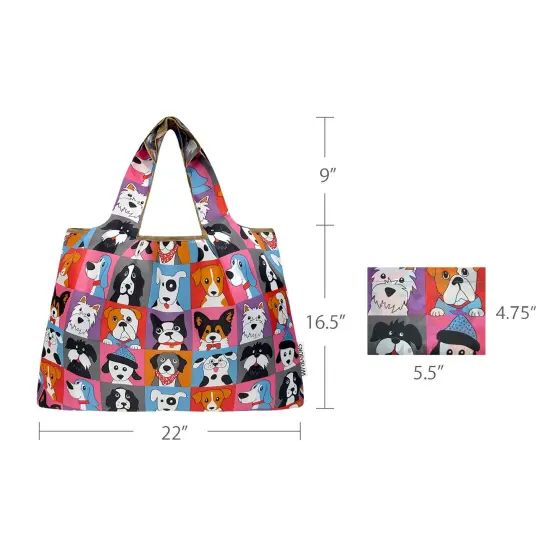 Wrapables Large Foldable Tote Nylon Reusable Grocery Bags, 6 Pack, Pet Parade {2}