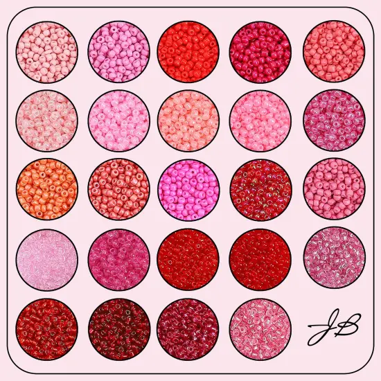 John Bead 12500pcs Assorted 24 Colors Glass Seed Beads 8/0 Jewelry Making Bead Box Red & Pink Palette {2}
