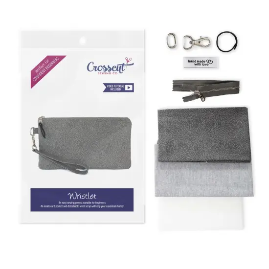 Crosscut Sewing Co.&reg; Wristlet Sewing Kit - Beginner Sewing Project Kit Waved gray {1}
