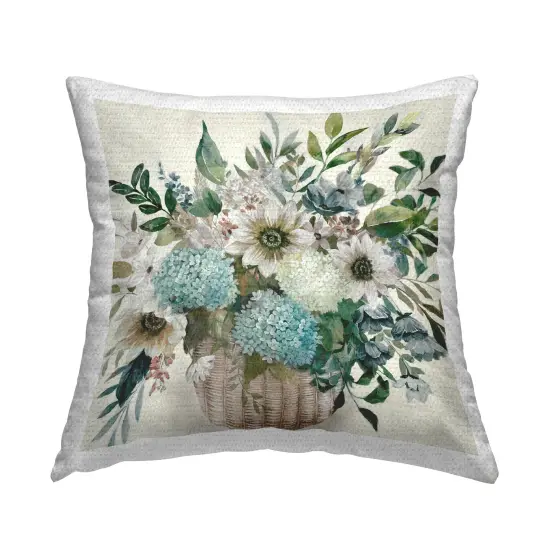 Country Basket of Flowers Outdoor Printed Pillow Design by Nan, 18 x 7 x 18 {1}