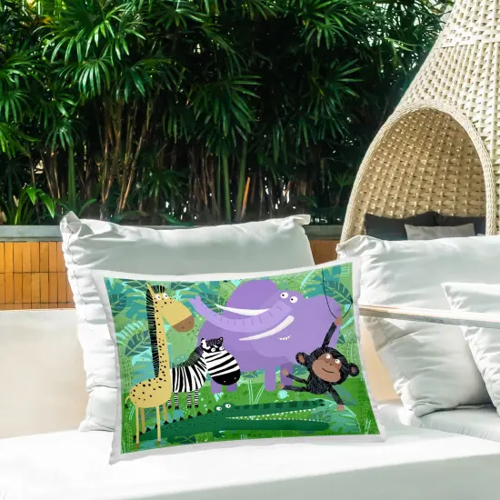 Fun Jungle Animals Design by Carla Daly Outdoor Printed Pillow  {2}