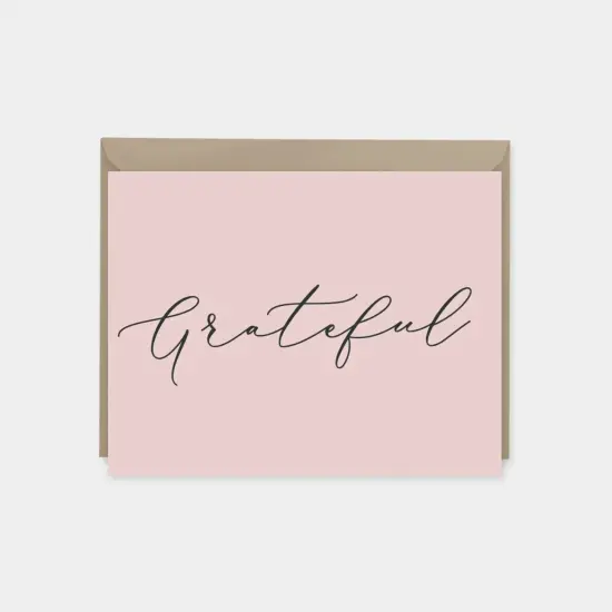 "Grateful" Script Thank You Wedding Card {3}
