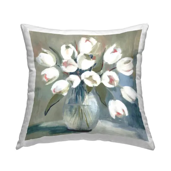 White Tulip Vase Decorative Printed Throw Pillow Design by Charity Henderson, 18 x 7 x 18 {1}
