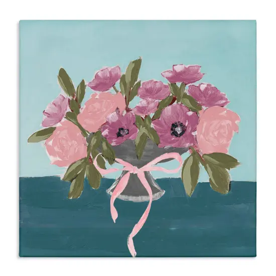 Stupell Industries Beautiful Flowers on Blue Canvas Wall Art Design by Lucille Price {7}