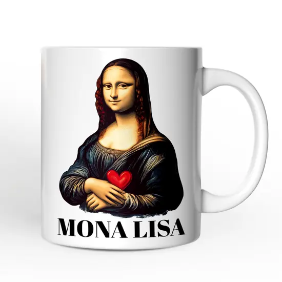 Valentine Style Mona Lisa Mug, Leonardo da Vinci Vintage Art Lover Gift {3}