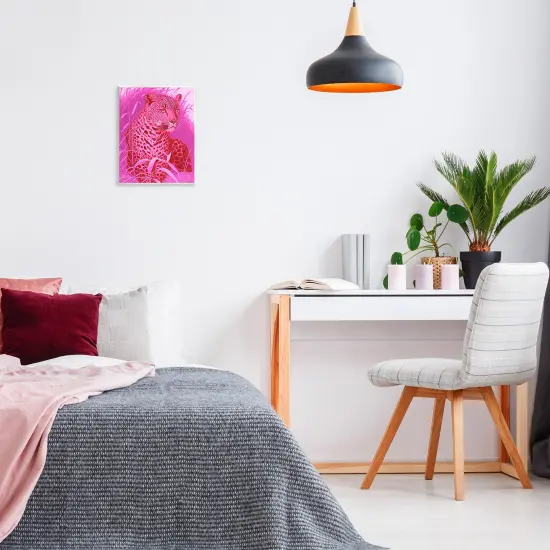 Stupell Industries Cheetah Among Pink Leaves Wall Plaque Art Design by Daphne Polselli {2}