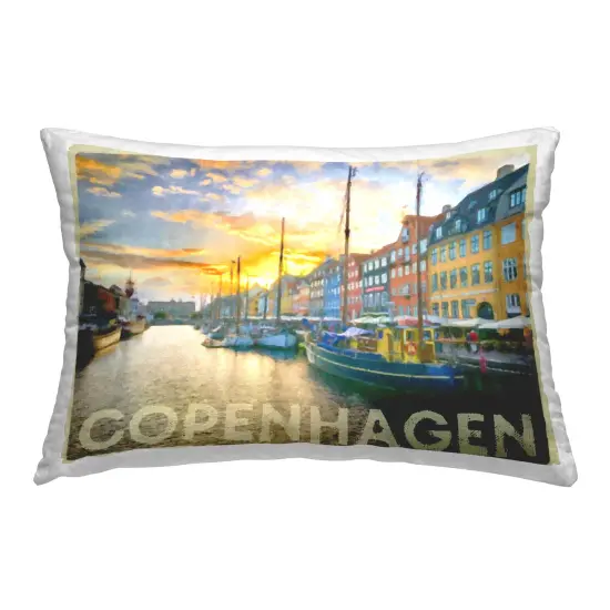 Copenhagen City Canal Design by GraffiTee Studios Throw Pillow {1}