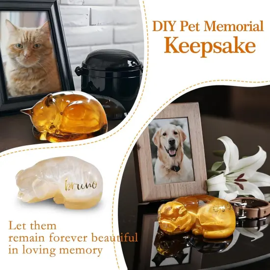 LET'S RESIN Pet Memorial Statue Resin Molds,3D Animal Epoxy Resin Molds for Preserving Pet Hairs & Ashes, Sleeping Dog and Cat Figurine Silicone Molds,Great for DIY Resin Pet Keepsakes, Pet Loss Gifts {5}