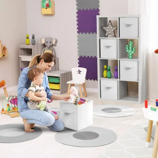 Sorbus 6 Pack 13 Inch Foldable Storage Cubes with Handles- for Organizing Home, Shelves, Nursery, Playroom, Closet and More White {5}