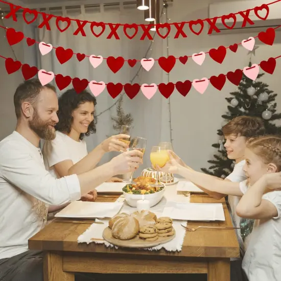 4Pcs Valentine's Day Decorations Set - Love Heart & XO Banners {4}