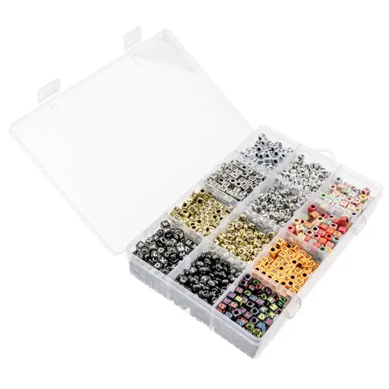 John Bead Assorted Plastic Alphabet Jewelry Making Beads Box Square Alphabet {3}