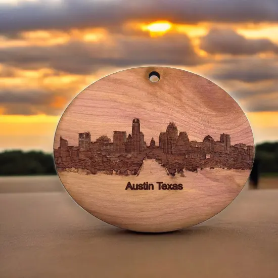 Austin TX Skyline - Cedar Ornament {5}