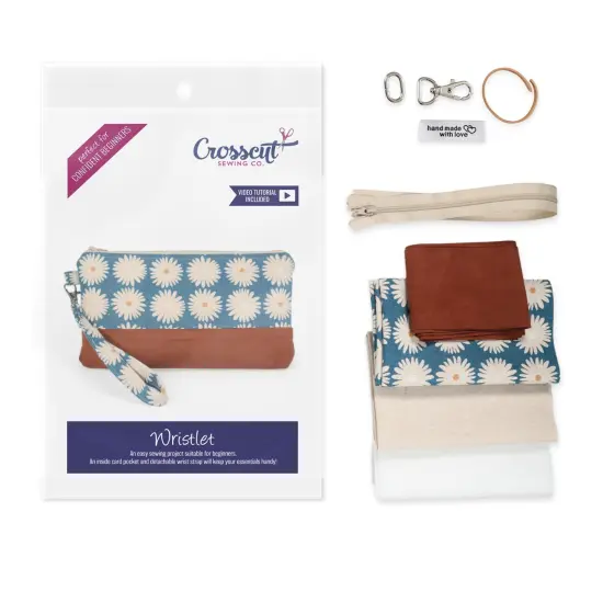 Crosscut Sewing Co.&reg; Wristlet Sewing Kit - Beginner Sewing Project Kit Kantha cloth {7}