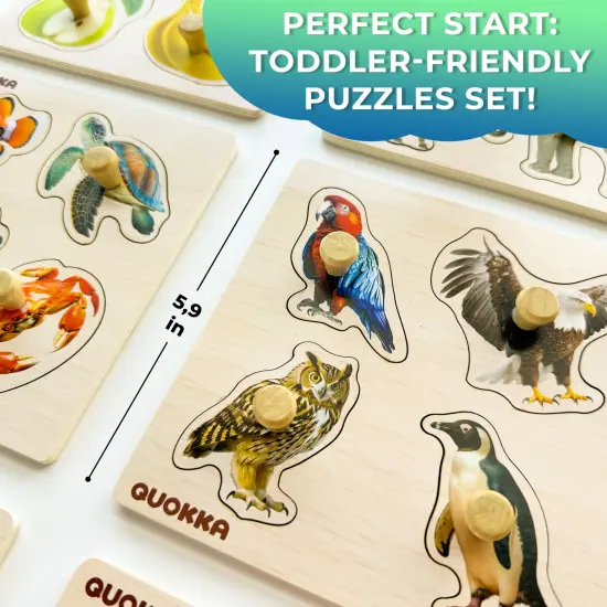 4 Set Wooden Puzzles for Toddlers 1-3 | Animal {5}