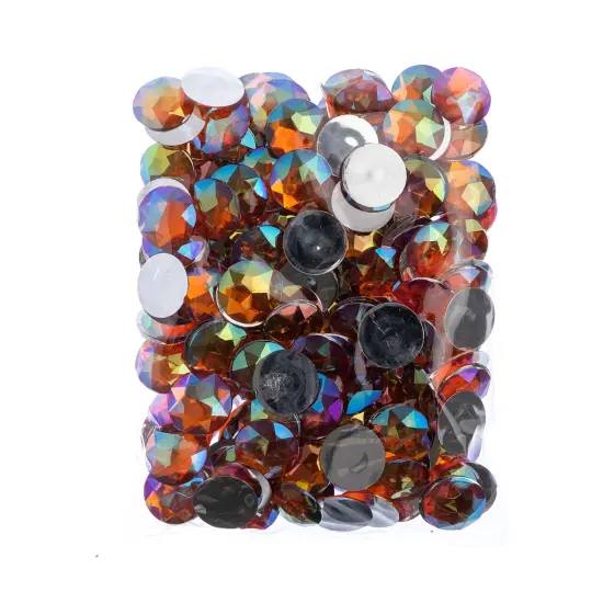 John Bead 20mm Round Acrylic Flat Back Rhinestones, 200pcs Orange AB {4}