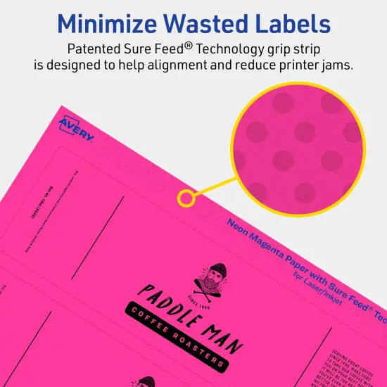Avery Neon Magenta Paper Labels, 2.25" x 7.75" Rectangle {4}