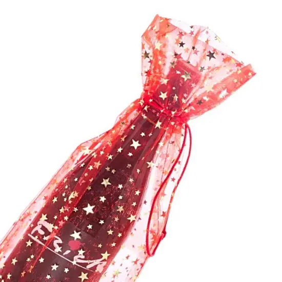 Star Pattern Organza Wine Bags 6.5" x 15" Luxury Gift Wrap {5}