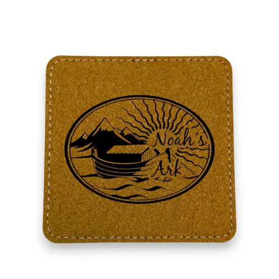Coaster - Noahs Ark - SET OF 2 - Leather or Stitched Cork Stitched Cork/Black {1}