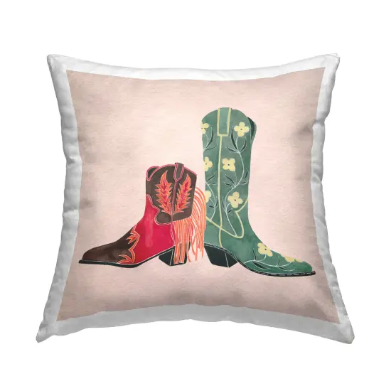 Patterned Cowboy Boots Design by Grace Popp Throw Pillow  {1}