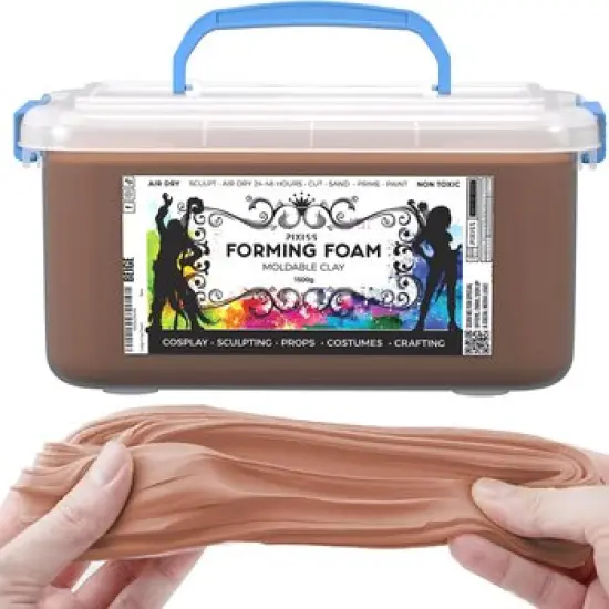 Pixiss Beige Modeling Foam Clay - Premium Beige Foam Air Dry Clay Cosplay Foam for Costumes, 1500 Gram Sculpting Clay for Crafts - Flexible Air Drying Clay Foam (Beige) {1}