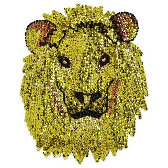 Lion Head Sequin Applique/Patch 7 1/2" x 6 1/4" {1}