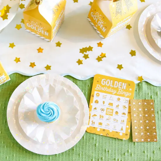 Big Dot of Happiness Golden Birthday - Picture Bingo Cards and Markers - Birthday Party Bingo Game - Set of 18 {5}