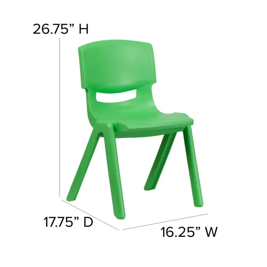 Emma and Oliver 4 Pack Plastic Stack School Chair with 15.5"H Seat, 3rd-7th School Chair Green {4}