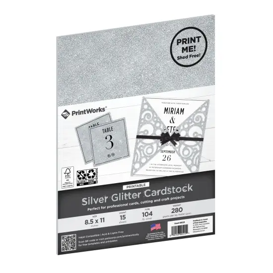 Printworks Printable Silver Glitter Cardstock, 15 Sheets, 8.5&rdquo; x 11&rdquo; (00515) {1}