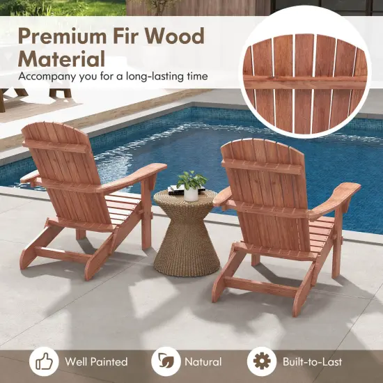 Costway Folding Adirondack Chair Set of 1/4 with High Backrest & Wide Armrests Wooden Brown {6}