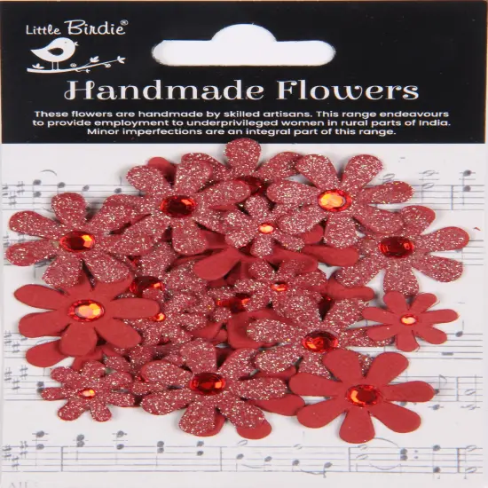Little Birdie Sparkle Florettes Paper Flowers 30/Pkg-Cardinal Red {1}