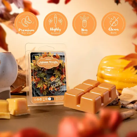 ARVIDSSON Autumn Scented Wax Melts, Fall Soy Wax Cubes for Wax Warmer, Strong Scent Fragrance Wax Tarts, Candle Melts Gift Set, Pumpkin Spice, Cinnamon, Spiced Cider, Pine, Candy Corn, Autumn Wreath {2}