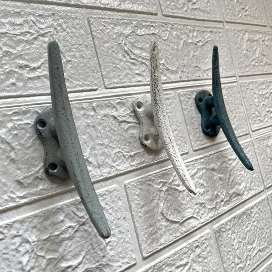 Boat Cleat Hooks in Blue, Gray, White &ndash; Nautical D&eacute;cor for Towel, Key, Coat {6}