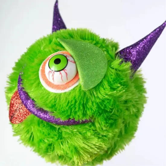 7" Furry Monster Ornament: Green {4}