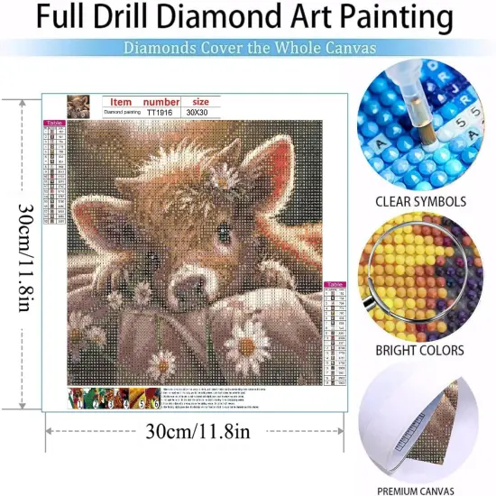 Cow Diamond Art Kits for Adults, Highland Cow Diamond Painting Kits for Adults Beginners, DIY 5D Daisy Diamond Painting with Round Gem Art Kits for Adults for Home Wall Decor 12x12 Inch {2}