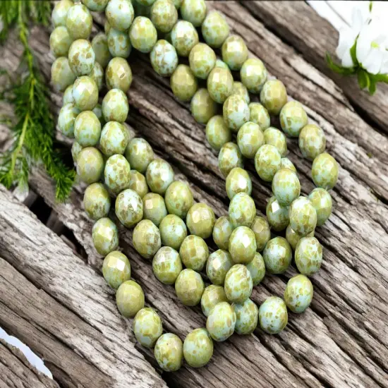 *25* 8mm Blue Turquoise Picasso Fire Polished Round Beads {5}