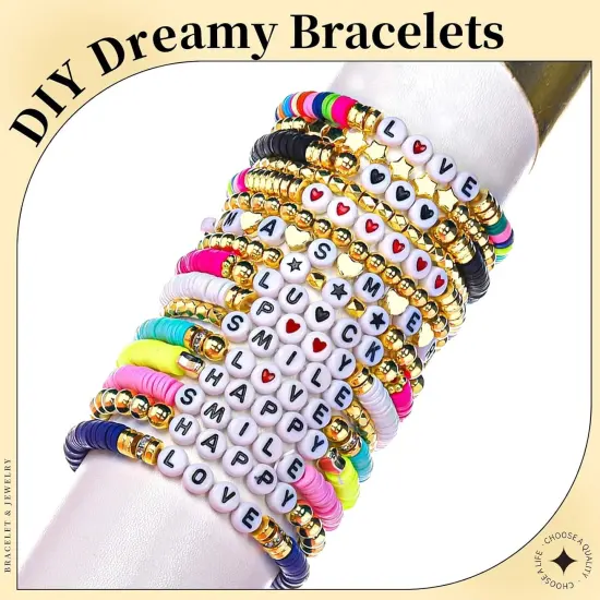 Letter Beads Kit - Alphabet Beads for Friendship Bracelets, Gold Beads Included, Bracelet Making Kit {2}