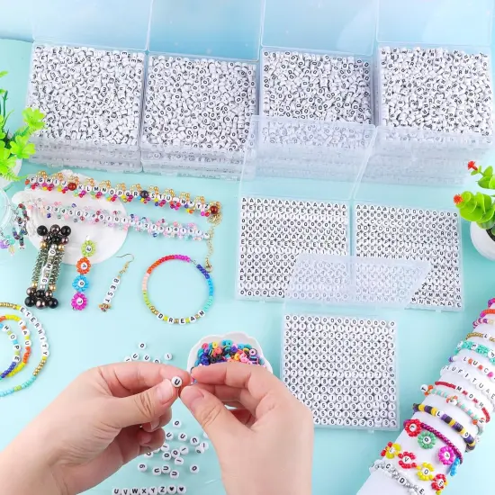 500pcs Letter Beads - Alphabet Beads for Friendship Bracelets & DIY Jewelry Making Kit {1}