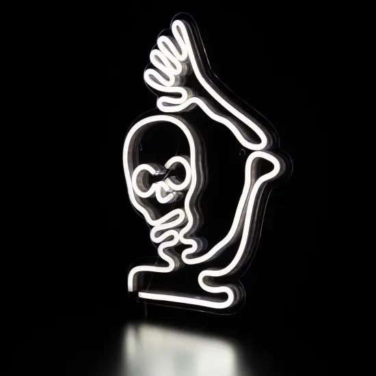 Northlight LED Skeleton Neon Lighted Halloween Wall or Window Decoration - 15" White {7}