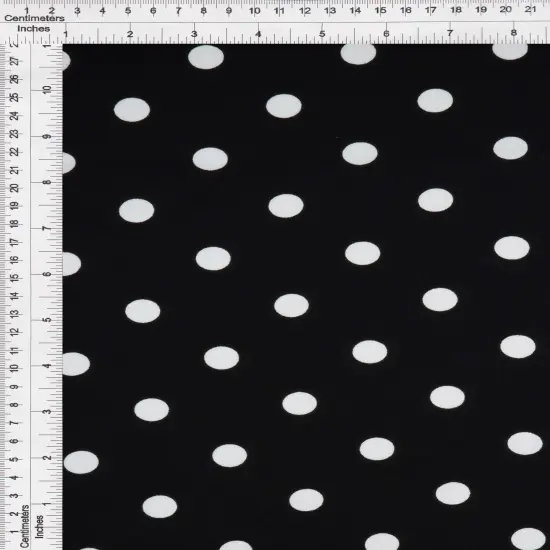1 Yard Comfort Rayon Challis Polka Dots Print Fabric 54&Prime; Wide BLACK/IVORY {3}
