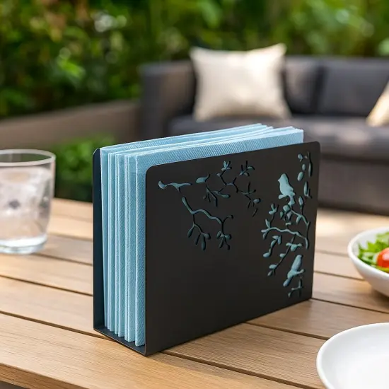 Mango Steam Songbird Tabletop Napkin & Letter Holder for Home, Kitchen, Restaurants Black {3}