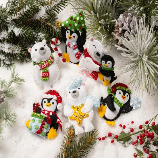 Bucilla Felt Ornaments Applique Kit Set Of 6-Polar Pals Ornaments {3}
