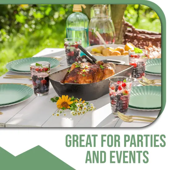 Earthtrends Scalloped Paper Plates 8.5 Inch & 10.5 Inch Dinner Plate Set &ndash; Fancy Disposable Plates for Party, Wedding, Birthday, Baby Shower &ndash; Large & Small Paper Plate Set for Parties, Events, Catering &ndash; ElegantFloral Design Matcha 80 {6}