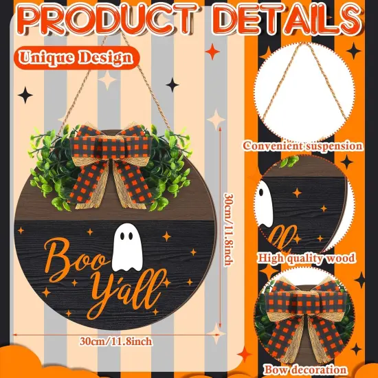 Halloween Wooden Hanging Sign Boo Ghost {3}