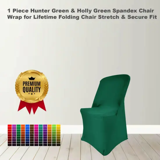 1 Piece Hunter Green & Holly Green Spandex Chair Wrap for Lifetime Folding Chair Stretch & Secure Fit {1}