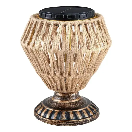 Desk Lamp Rattan Woven Solar Powered Eye-Caring Adjustable Reading Night Light {1}