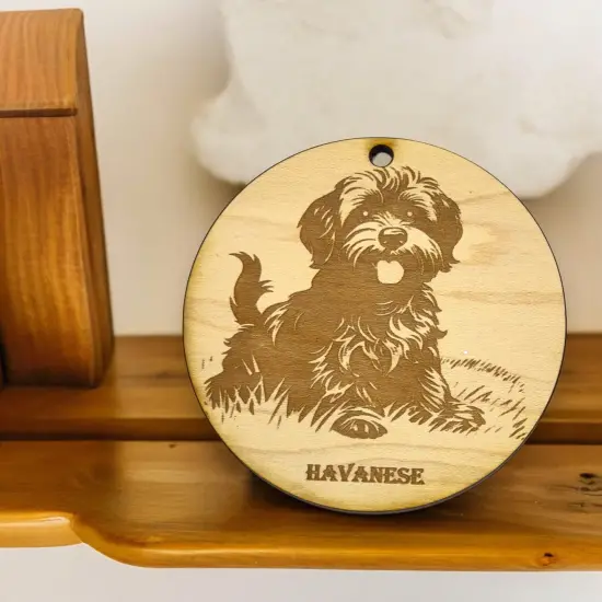 Ornament - Havanese Dog Raw Wood {2}