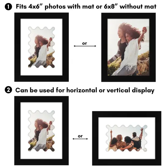 Americanflat Picture Frame with Wavy Mat - Ideal for Any Room, Living Rooms, Dorm Room {10}