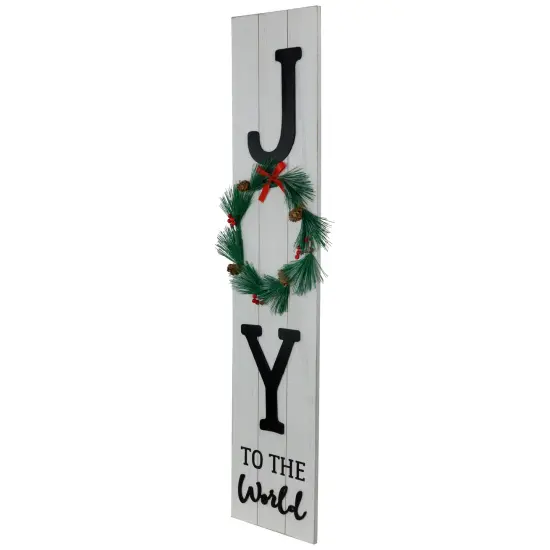 Northlight Joy to the World Christmas Porch Sign with Wreath - 35.75" White {4}