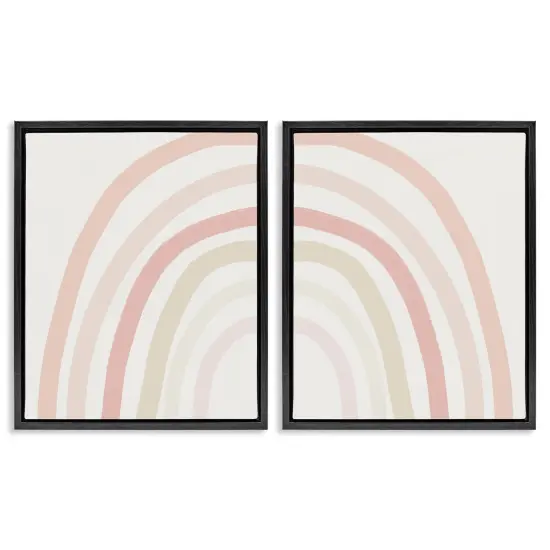 Stupell Industries Children's Soft Pastel Rainbow Shape Framed Floater Canvas Wall Art Brown Floater Frame {7}